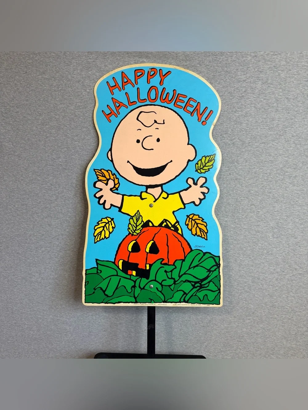Vtg 1998 Halloween Charlie Brown Pumpkin Outdoor Yard Sign Decor Art Prop